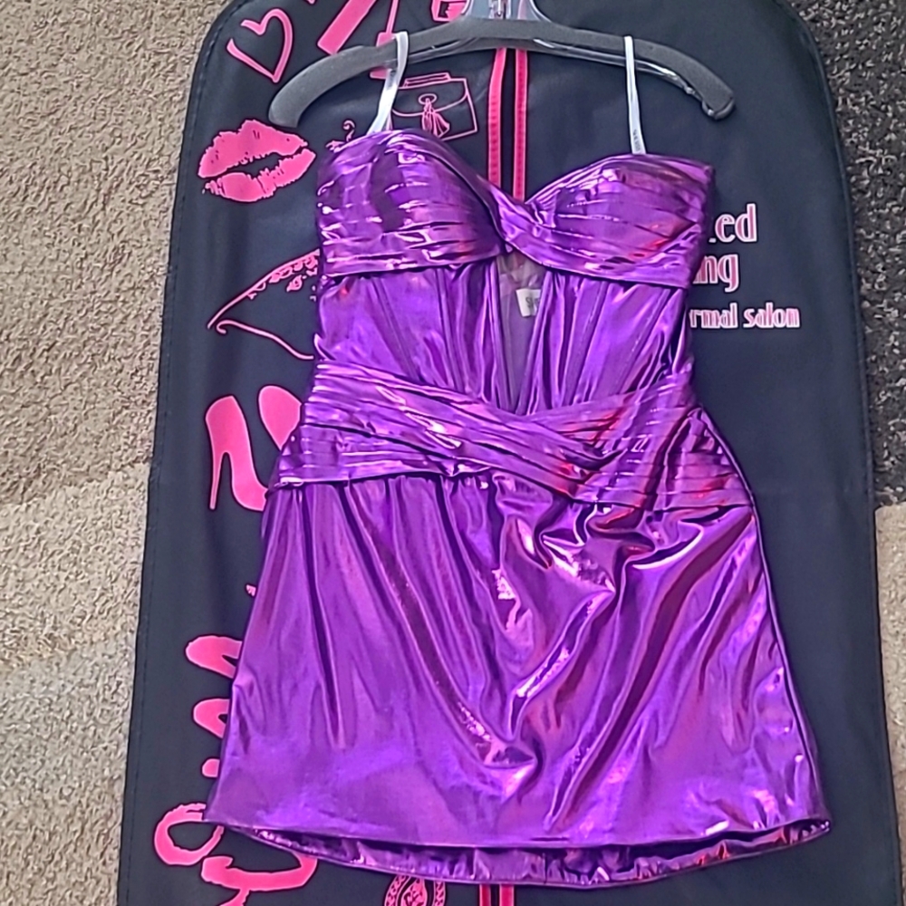 Sherri Hill Purple Strapless Dress